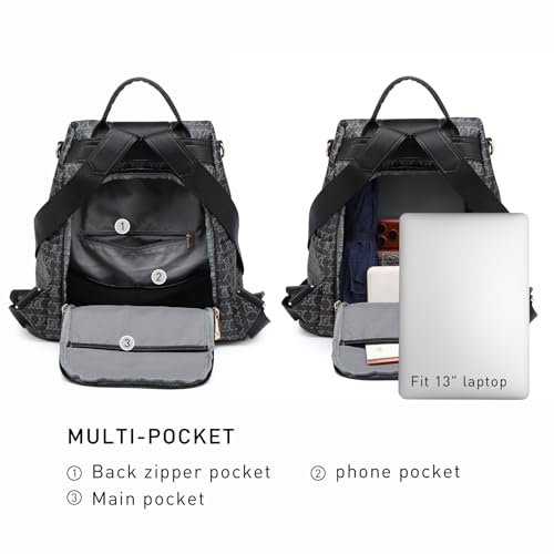 Women Backpack Purse Anti Theft Convertible Leather Travel Shoulder Bag - color: 0-black