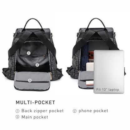 Women Backpack Purse Anti Theft Convertible Leather Travel Shoulder Bag - color: 0-black