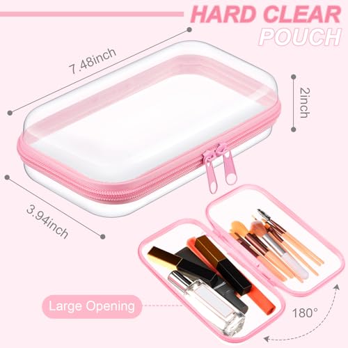 Hoolerry 3 Pcs Clear Hard Zipper Case Plastic Zipper Pouch, Pink, S - color: Pink, size: S