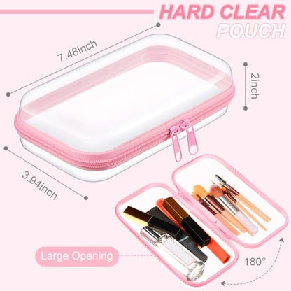 Hoolerry 3 Pcs Clear Hard Zipper Case Plastic Zipper Pouch, Pink, S - color: Pink, size: S