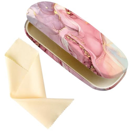 Glasses Case Hard Shell,Portable Protective Eyeglasses Case, Eyeglass Holder Box with Cleaning Cloth, for men women - color: Marble Pattern