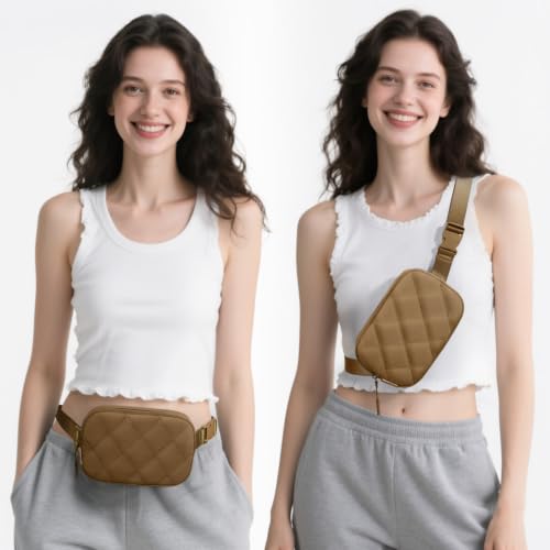 Fanny Pack for Women Men, Waterproof Lightweight Crossbody Bag - color: 7.Brown upgrade