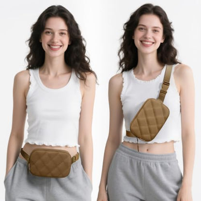 Fanny Pack for Women Men, Waterproof Lightweight Crossbody Bag - color: 7.Brown upgrade