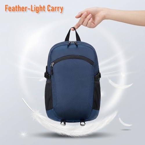 Lightweight Hiking Backpack 30L Packable Foldable Daypack Collapsible Travel Bag Water-Resistant for Women Men (Navy Blue) - color: Navy Blue, size: Large