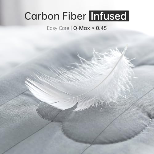 Dual-Sided Cooling Comforter, Blue/White (Gray, Twin) - color: Gray, size: Twin