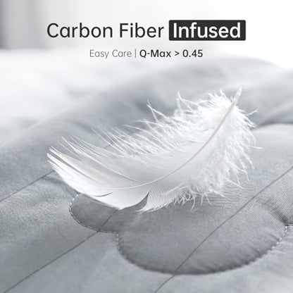Dual-Sided Cooling Comforter, Blue/White (Gray, Twin) - color: Gray, size: Twin