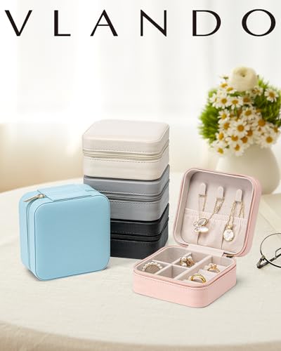 VLANDO Travel Jewelry Case, Compact Design, Necklace Hook, Anti-Tangle - color: A.Pink