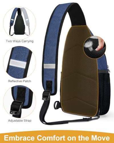 Pritent Crossbody Bags for Women Men Sling Bag Backpack Shoulder Bag - color: Blue, size: Medium