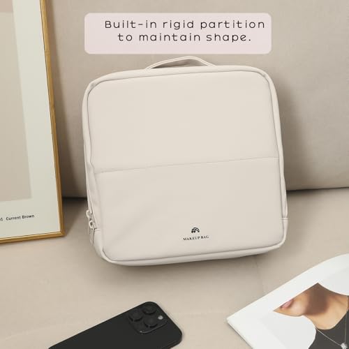 Foldable Magnetic Standing Makeup Bag(02Beige) - color: 02Beige