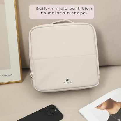 Foldable Magnetic Standing Makeup Bag(02Beige) - color: 02Beige