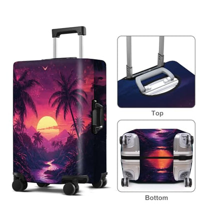 Coconut Trees Luggage Cover Washable Suitcase Protector Anti-scratch Suitcase cover Fits 32-34 Inch Luggage XL - color: Coconut trees, size: XL(32-34inch suitcase)