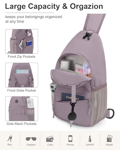 Pritent Crossbody Bags for Women Men Sling Bag Backpack Shoulder Bag - color: Purple, size: Medium