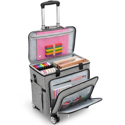 Rolling Teacher Bag With Wheels, Tote Organizer With Detachable Trolley - color: gray, size: 5 Wheels