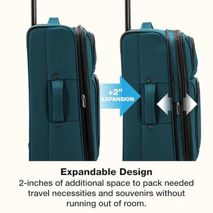 U.S. Traveler Anzio Softside Expandable Luggage with Spinner Wheels, Teal, 2-Piece Set (22/30) - color: Teal, size: 2-Piece Set (22/30)