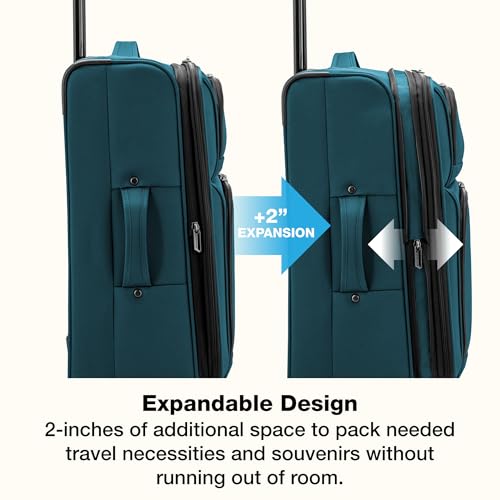 U.S. Traveler Anzio Softside Expandable Luggage with Spinner Wheels, Teal, 26-Inch Medium - color: Teal, size: 26-Inch Medium