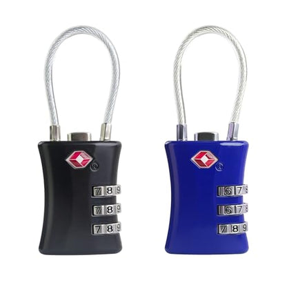 Suitcase Locks TSA Approved, Small Padlock Combination, TSA Locks for Luggage, Combo Travel Padlock with Code for Backpack, Gym Locker, Ammo Can (Black+Blue) - color: Black+Blue