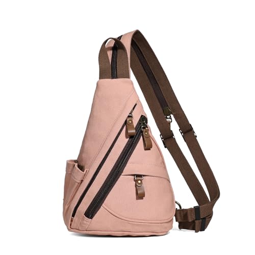 KL928 Sling Bag - Small Crossbody Backpack Shoulder Casual Daypack Rucksack for Men Women | Wear-resistant Canvas, multi carry styles, organized multi-pocket, great for commute hiking travel, nice gift for men women - color: 6881m-yellowishorange