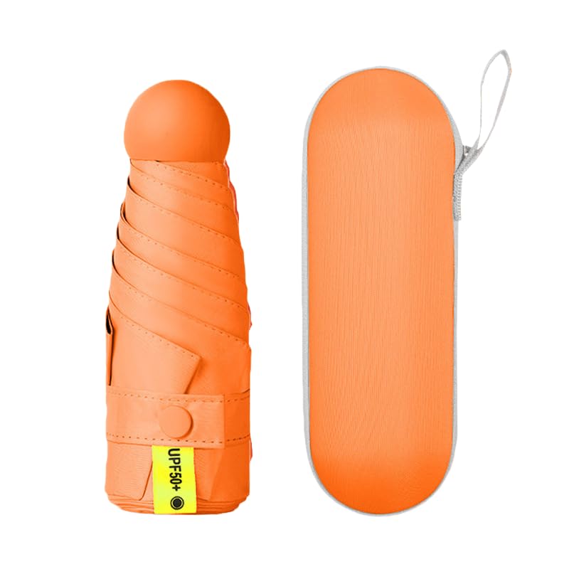 Mini Travel Umbrella with Umbrella Case - color: Orange