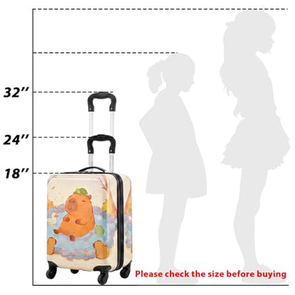 Redbaker 6 Pcs Kids Luggage Set, 18 Inch, Mint Brown Capibara - color: Mint Brown