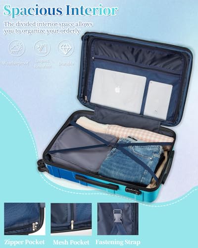 Expandable 20 Inch Carry on Luggage Suitcase with TSA Lock - color: Sky, size: S(carry-on-20")