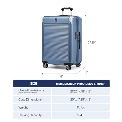 Travelpro Platinum Elite Hardside Checked Luggage, True Navy, 25-Inch - color: True Navy Blue, size: Checked- Medium 25-Inch