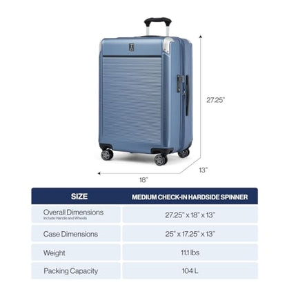 Travelpro Platinum Elite Hardside Checked Luggage, True Navy, 25-Inch - color: True Navy Blue, size: Checked- Medium 25-Inch