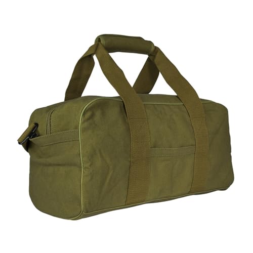 FOX OUTDOOR PRODUCTS Heavy-Duty Cotton Canvas All-Around Gear-Hauling Bag | Large Main Compartment, PVC-Lined Bottom, Self-Repairing Nylon Coil Zippers, Detachable Shoulder Strap - 3 Sizes - color: Olive Drab, size: 9 x 18-Inch