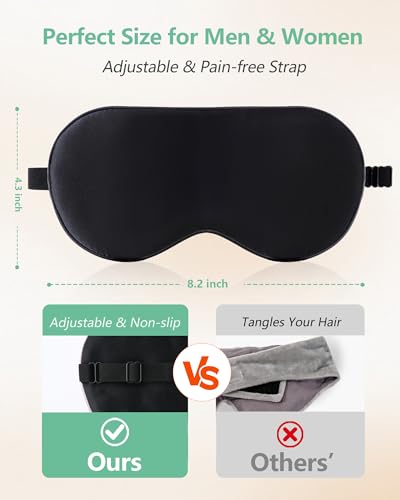 BeeVines 100% Mulberry Silk Sleep Mask, Blackout Eye Masks(Black & Black) - color: 02-black & Black