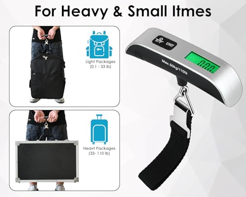 Luggage Weight Scale Portable Digital Suitcase Scale for Travel Handheld Scale with Temperature Sensor, 110 lb/50 kg, Battery Included