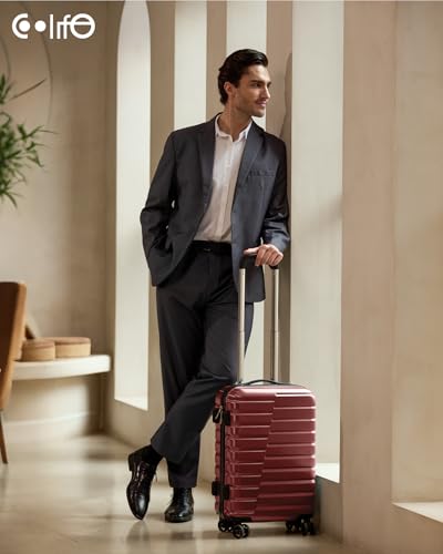 Coolife Lightweight Luggage with TSA Lock,Carry On Wine Red - color: Wine Red, size: Small(20in)