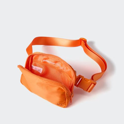 Pander Nylon Fanny Pack for Women, Two-Way Zipper Crossbody Bag - color: Dark Orange