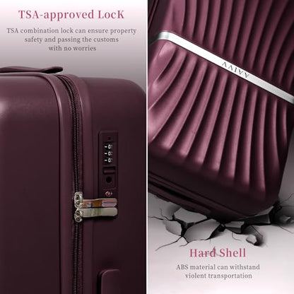 Luggage 4 Piece Set Suitcase with TSA, Airline-Approved Hard Shell Expandable Double Spinner Rolling Wheels Suitcases for Lightweight Travel (Dark Purple, 28in26in20in13in) - color: Dark Purple