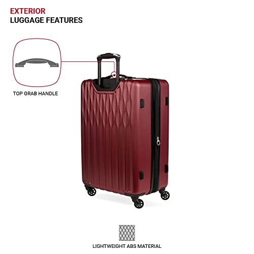 SwissGear 8018 Expandable Luggage, Hard Shell Medium Luggage with Spinner Wheels - color: Wine, size: Checked-Medium 24-Inch