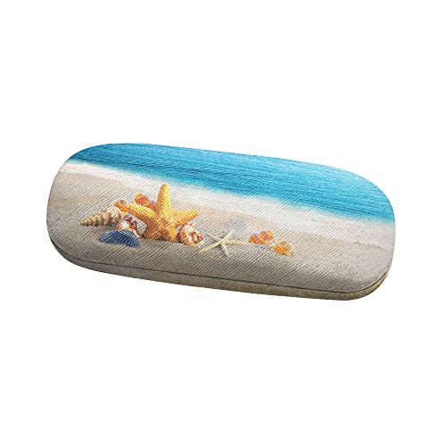 WIRESTER Hard Shell Eyeglasses Case, Clamshell Sunglasses Holder Protective Cover with Microfiber Cloth - color: Seashells on the Beach