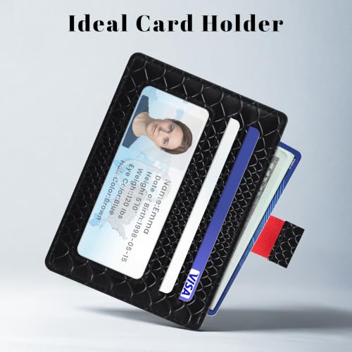 Airkit Small Slim ID Case, Womens Credit Card Holder Wallet, RFID Sleeve - color: Black Crocodile