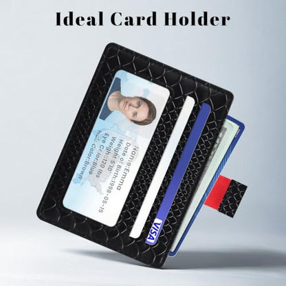 Airkit Small Slim ID Case, Womens Credit Card Holder Wallet, RFID Sleeve - color: Black Crocodile
