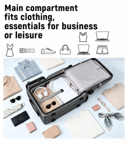 20-Inch Front Opening Carry On Luggage with Detachable Bag, Grey - color: Grey