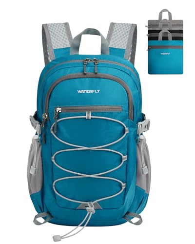 WATERFLY Small Lightweight Packable Backpack, Mini Foldable Travel Daypack - color: Blue