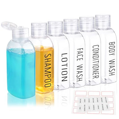 Travel Bottles for Toiletries 6 PCS 3.4oz Plastic Bottles Clear - color: Clear