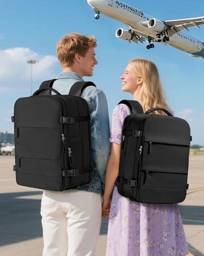 Vacuum Backpack Travel with Pump, Expanded Vacuum Travel Backpack for Women Men, Compression Carry On Luggage Personal Item Vacpack Backpacks Black - color: Black