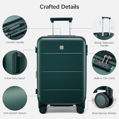 Hanke Expandable Large Checked Luggage, Hardside 28 Inch Suitcase - color: Blackish Green, size: 28 Inch EXT