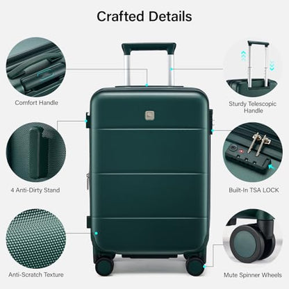 Hanke Expandable Large Checked Luggage, Hardside 28 Inch Suitcase - color: Blackish Green, size: 28 Inch EXT