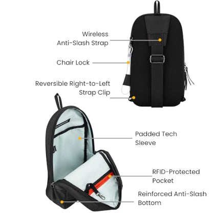 Sherpani Metro, Reversible Anti-Theft Sling Bag for Women - color: Carbon