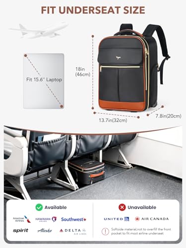 Rolling Backpack for Women, Large Travel Backpack with Wheels - color: Black, size: M (Underseat)