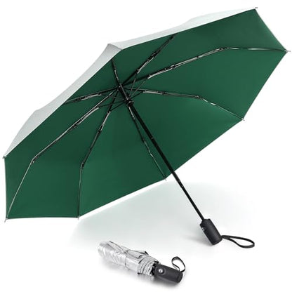 G4Free UPF 50+ UV Protection Travel Umbrella 42/46 Inch Auto Open Close - color: Dark Green/Silver, size: 46 inch