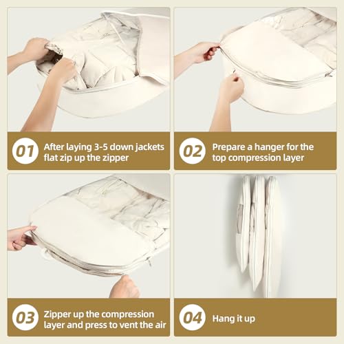 2 Packs Space Saving Garment Bag with Self Compression Zipper, Travel Use - size: Large-2Pcs