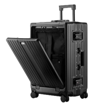 VentureVault Zipperless 24 Inch Luggage With Wheels,Aluminum Frame, Black - color: Black, size: 24 inch
