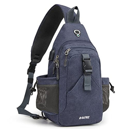 G4Free Canvas Crossbody Sling Bag with RFID Blocking for Women Men - color: Dark Blue