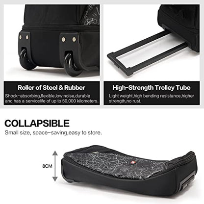 OIWAS Rolling Duffle Bag with Wheels, 22 inch Carry On Bag for Travel - color: Light Black