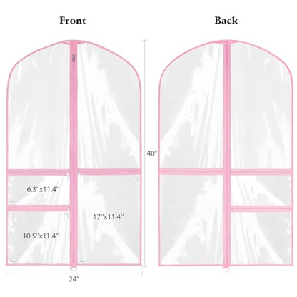 Zilink Clear Dance Garment Bags for Dancers Dance Costume Garment Bag 40 in - color: Clear Pink, size: 4 Pack